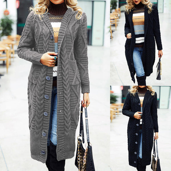 Cardigan de Lana Oversized - Abrigo Largo Holgado en Colores Sólidos