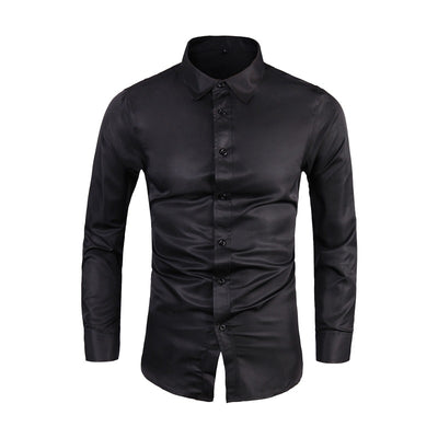 Camisa de Negocios Manga Larga Talla Grande Cuello Solapa Color Sólido para Hombre - Image 10