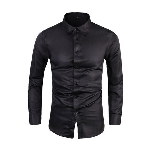 Camisa de Negocios Manga Larga Talla Grande Cuello Solapa Color Sólido para Hombre - Image 10