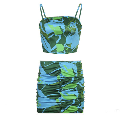 Conjunto de Dos Piezas: Blusa Estampada y Falda Corta - Image 3