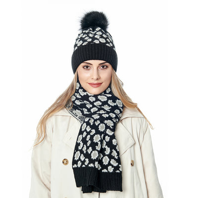 Conjunto de Gorro y Bufanda Estampado Leopardo para Otoño e Invierno - Image 26