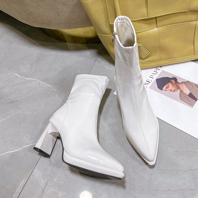 Botas Martin Elásticas con Tacón Grueso Elevador de Altura