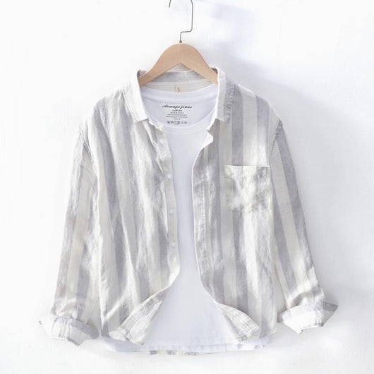 Camisa Manga Larga Estilo Hong Kong para Hombre - Tela Ligera Primavera Verano - Image 3