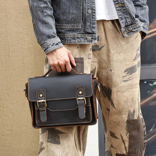 Bolso Bandolera Cuero Crazy Horse Estilo Retro Casual