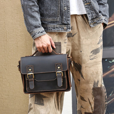 Bolso Bandolera Cuero Crazy Horse Estilo Retro Casual