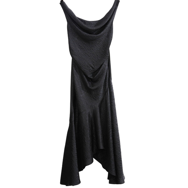 Vestido Vintage Cuello Swing Satén Oscuro - Image 5