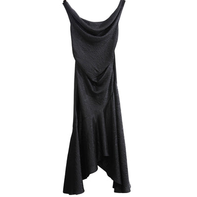 Vestido Vintage Cuello Swing Satén Oscuro - Image 5