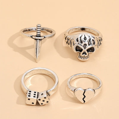 Juego de Anillos Calavera y Corazón con Dados para Mujer - Image 5