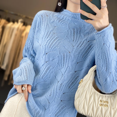 Suéter Hueco Cuello Alto Liso para Otoño e Invierno