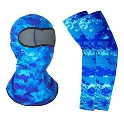 Blue and black full-face balaclava with a roaring gorilla graphic, designed for windproof and dust protection. - Image 11