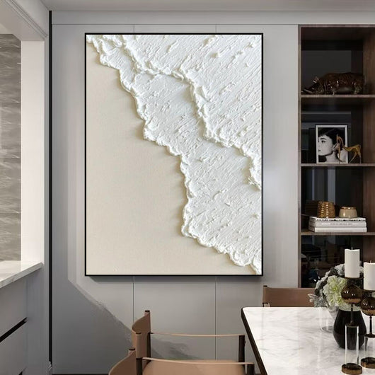 Cuadro Óleo Tridimensional Blanco Pintado a Mano - Image 6