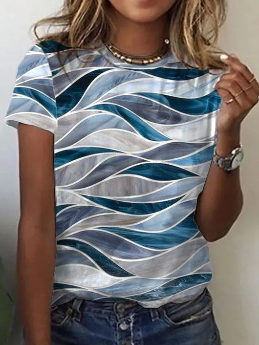 Blusa Retro Abstracta con Estampado Europeo Moderno - Image 12