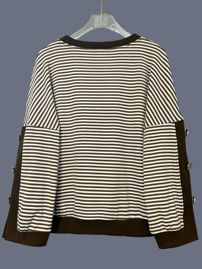 Blusa Casual de Rayas Multicolor con Mangas Largas - Image 13