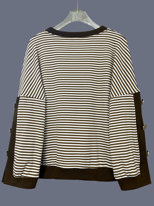 Blusa Casual de Rayas Multicolor con Mangas Largas - Image 13