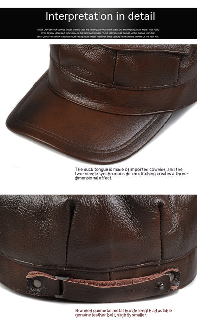 Gorra Octagonal de Cuero Genuino para Hombre - Otoño e Invierno - Image 14