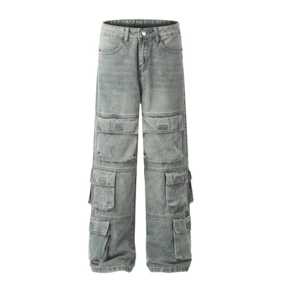 Jeans Casuales Hombre con Múltiples Bolsillos - Estilo Street Lavado Pesado - Image 2