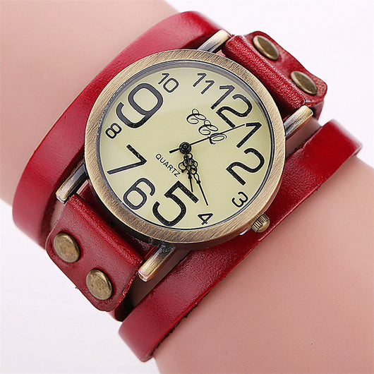 Reloj Retro de Cuero Genuino con Tres Círculos - Unisex - Image 10