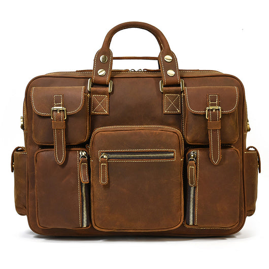 Bolsa Mensajera de Cuero Genuino Estilo Retro con Gran Capacidad para Hombre - Image 8