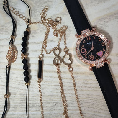 Reloj de Cuarzo con Diamantes y Pulsera de Cuentas para Mujer - Image 12