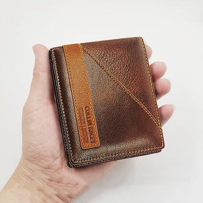 Cartera Corta de Cuero Genuino para Hombre