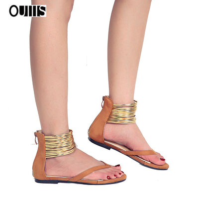 Sandalias Doradas con Tira al Tobillo y Tacón Plano - Image 14