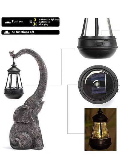 Linterna Decorativa Elefante de Resina con Luz Ambiental - Image 12