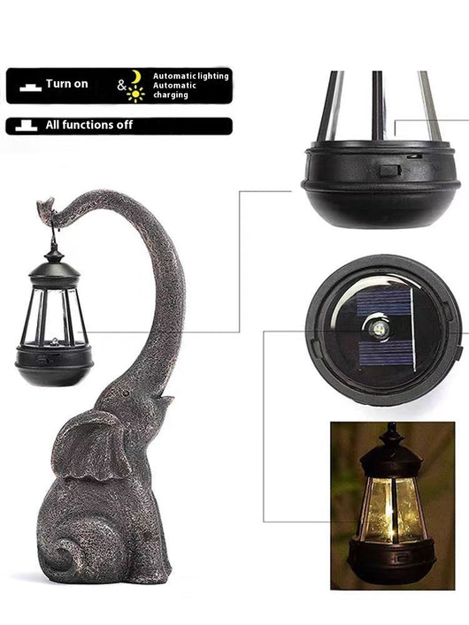 Linterna Decorativa Elefante de Resina con Luz Ambiental - Image 12