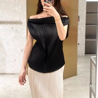 Blusa Plisada sin Mangas Cuello V - Cómoda y Versátil - Image 6