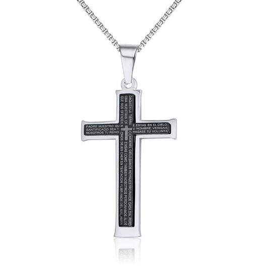 Collar de Titanio Doble Cruz para Hombre con Colgante de Acero Inoxidable - Image 5