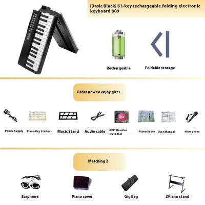 Piano Digital Portátil Plegable 61 Teclas con Carga Inteligente - Image 11