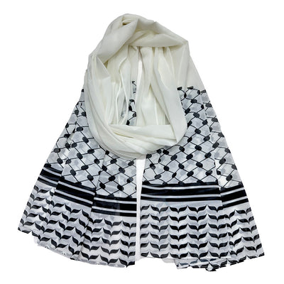 Pañuelo Largo de Gasa Perlada con Estampado Liso - Hijab Versátil para Mujer - Image 4