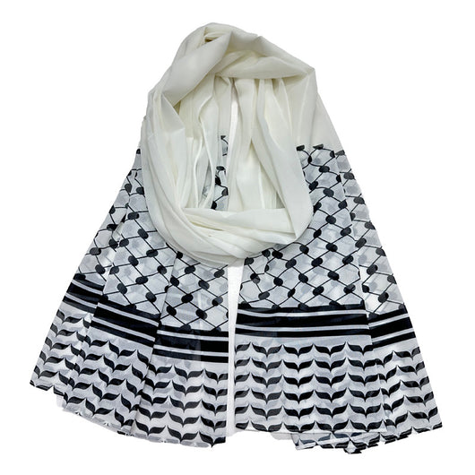 Pañuelo Largo de Gasa Perlada con Estampado Liso - Hijab Versátil para Mujer - Image 4
