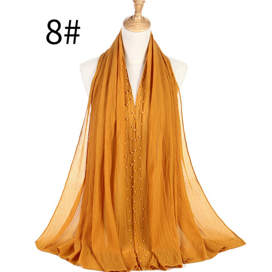 Turbante de Gasa Plisada Perla Monocromático - Image 11