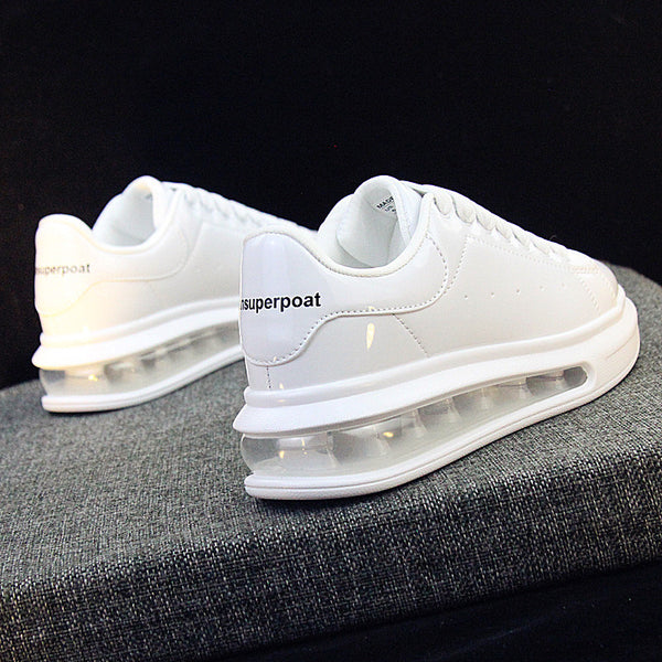 Zapatos Deportivos Blancos Brillantes de Cuero Patentado para Hombre - Modelo Pareja Coreano Versátil