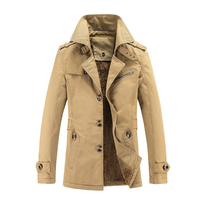 Abrigo Trench Largo Holgado con Cuello de Solapa Acolchado en Terciopelo - Image 4
