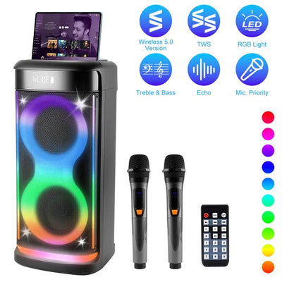 Parlante Portátil Inalámbrico para Fiestas con Micrófono y Luces LED - Image 20