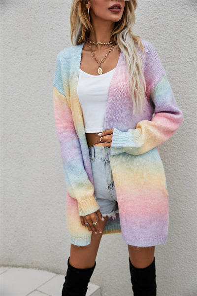 Cardigan Tejido Tie-dye Arcoíris Tallas Grandes Media Largo - Image 10