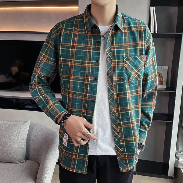 Camisa Casual Cuadros Estilo Hong Kong para Jóvenes
