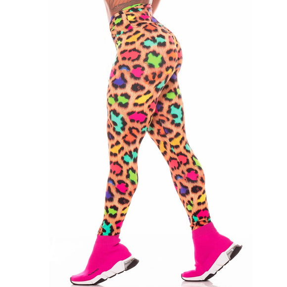 Leggins Deportivos Estampado Leopardo Multicolor con Tecnología Transpirable para Mujer
