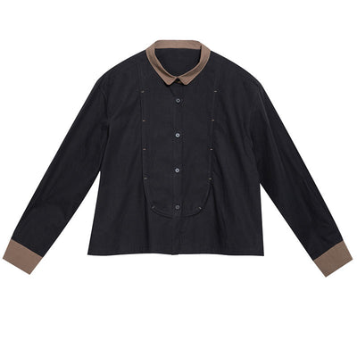 Blusa Larga de Contraste con Costuras Decorativas para Mujer - Image 5