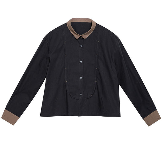 Blusa Larga de Contraste con Costuras Decorativas para Mujer - Image 5