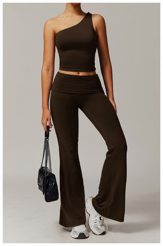 Pantalones Yoga Plisados Cintura Alta para Mujer - Diseño Acampanado Versátil - Image 29