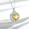 Collar Corazón Citrina Natural Plata 925 - Conjunto Completo para Mujer