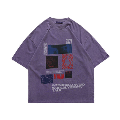 Camiseta Holgada de Manga Corta con Estampado Lavado para Hombre - Image 4
