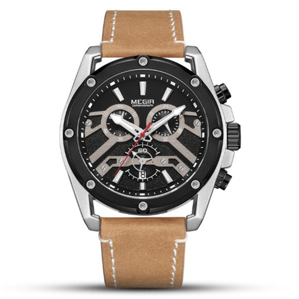 Reloj Deportivo Multifuncional para Hombre con Correa de Cuero y Luz Nocturna
