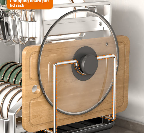 Escurridor de Platos Doble Capa en Acero Inoxidable con Portavasos - Image 15