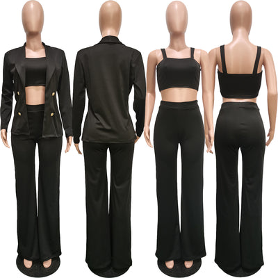 Conjunto de Tres Piezas: Saco, Chaleco y Pantalón de Pierna Ancha - Image 2