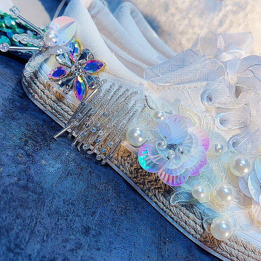 Zapatos Casuales de Lona para Mujer con Perlas y Strass Primavera - Image 11