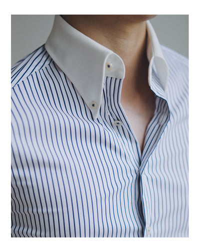 Camisa Slim Fit de Cuello Puntiagudo Manga Larga Multicolor - Image 3