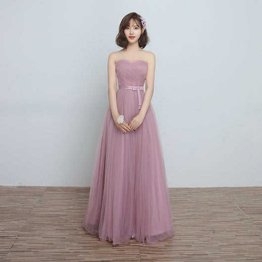 Vestido Largo para Damas de Honor en Cameo Brown - Malla y Satén Cómodo - Image 11